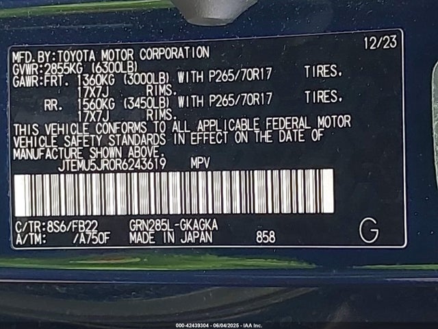 JTEMU5JR0R6243619 Toyota 4RUNNER SR5