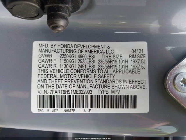 7FART6H91ME022993 Honda lfb2