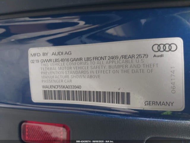 WAUENCF55KA033940 Audi 2019