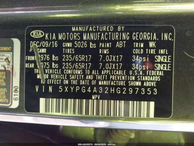 5XYPG4A32HG297353 KIA 2017