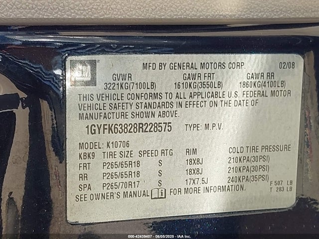 2008 CADILLAC ESCALADE 1GYFK63828R228575 Photo 8