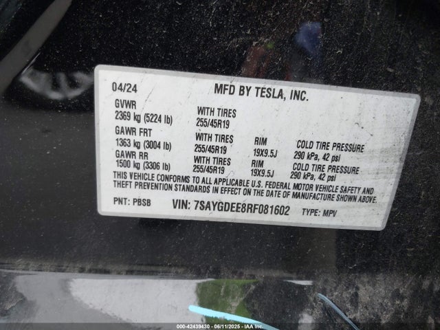 2024 TESLA MODEL Y 7SAYGDEE8RF081602 Photo 8