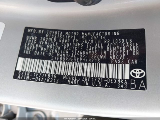 5YFBURHE5EP146716 Toyota COROLLA LE