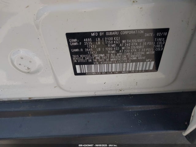 Subaru u5 2018 4S4BSAFC6J3317870 Image 9