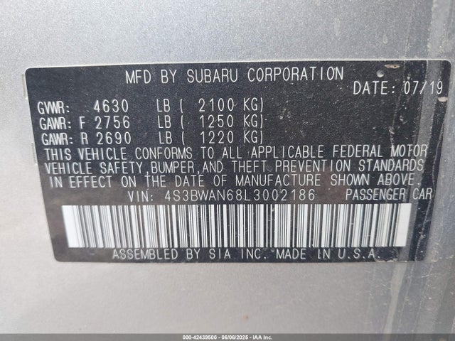 Subaru u5 2020 4S3BWAN68L3002186 Image 9