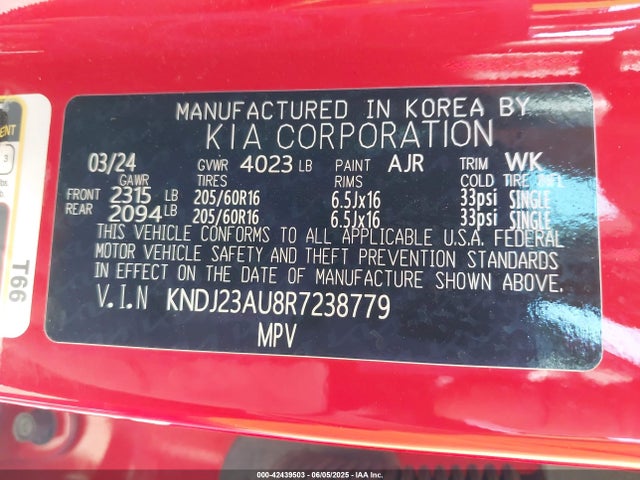 KNDJ23AU8R7238779 KIA 2024