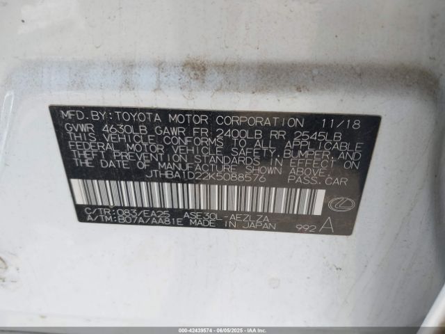 2019 LEXUS IS 300 JTHBA1D22K5088576 Photo 8