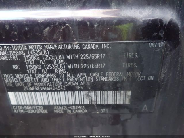 2T3WFREV4HW404542 Toyota 2ar-fe