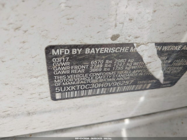 5UXKT0C30H0V96257 BMW 2017