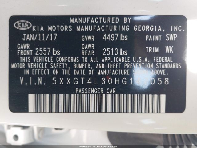 2017 KIA OPTIMA 5XXGT4L30HG147058 Photo 8