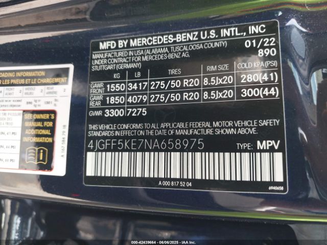 4JGFF5KE7NA658975 Mercedes-Benz m256