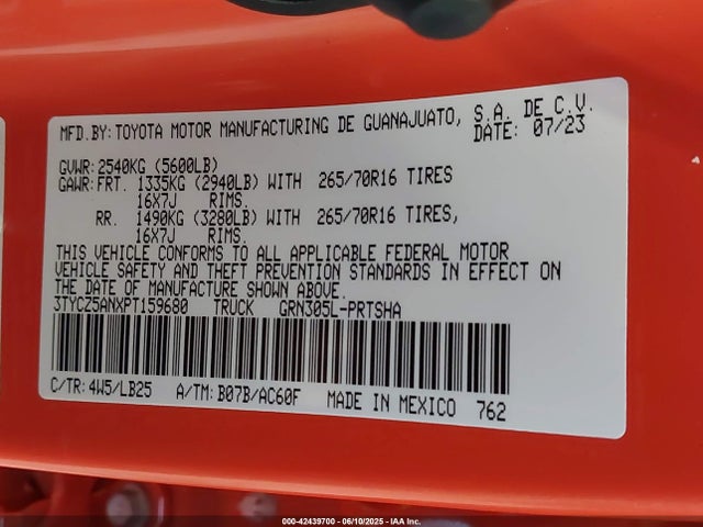 3TYCZ5ANXPT159680 Toyota 2gr-fks