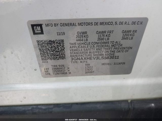 3GNAXHEV3LS583011 Chevrolet Equinox Fwd Ls