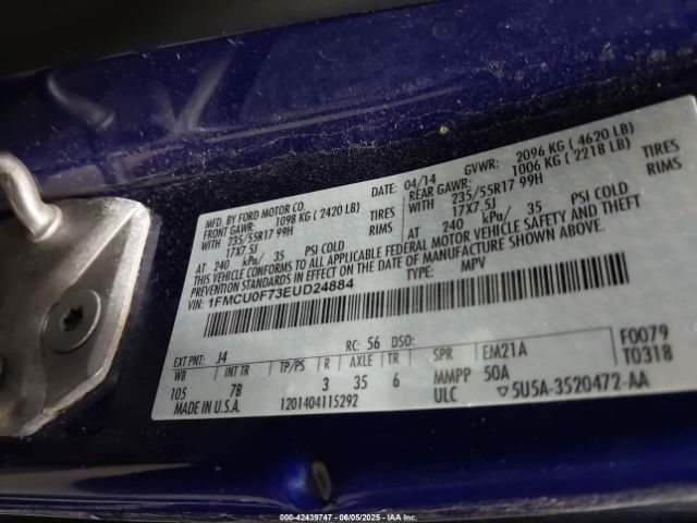 1FMCU0F73EUD24884 Ford 2014