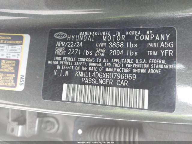 KMHLL4DGXRU796969 Hyundai mpi nu pe