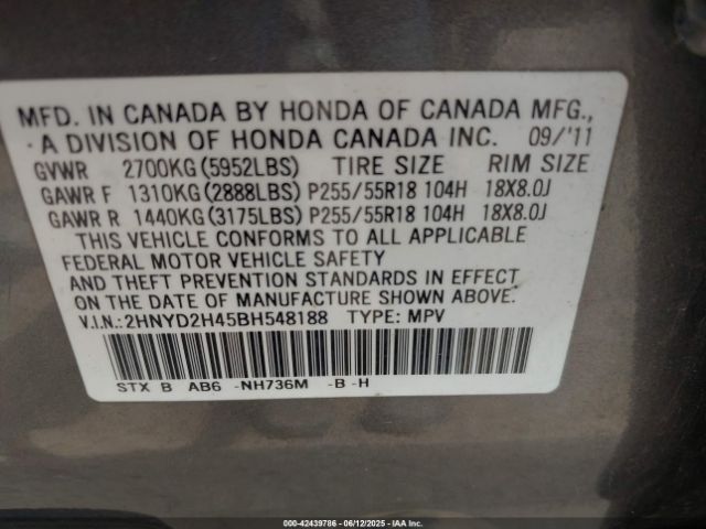 2011 ACURA MDX 2HNYD2H45BH548188 Photo 8