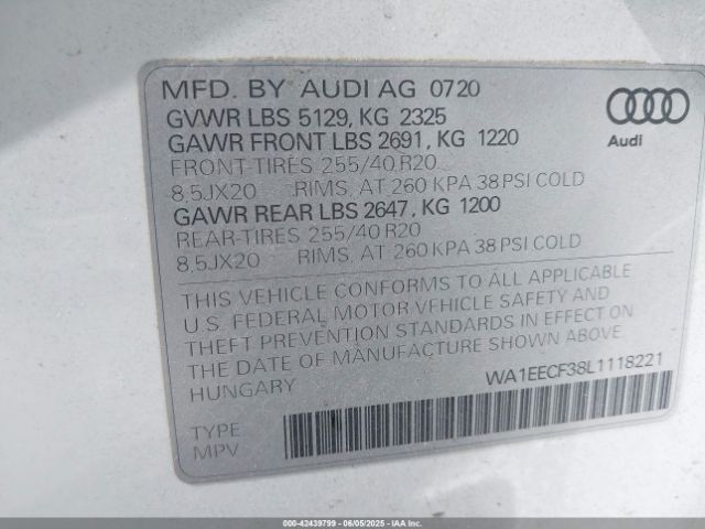 2020 AUDI Q3 WA1EECF38L1118221 Photo 8