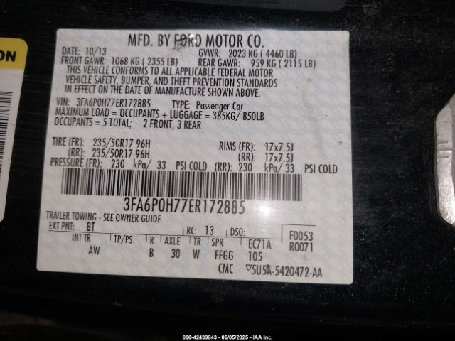 3FA6P0H77ER172885 Ford FUSION SE