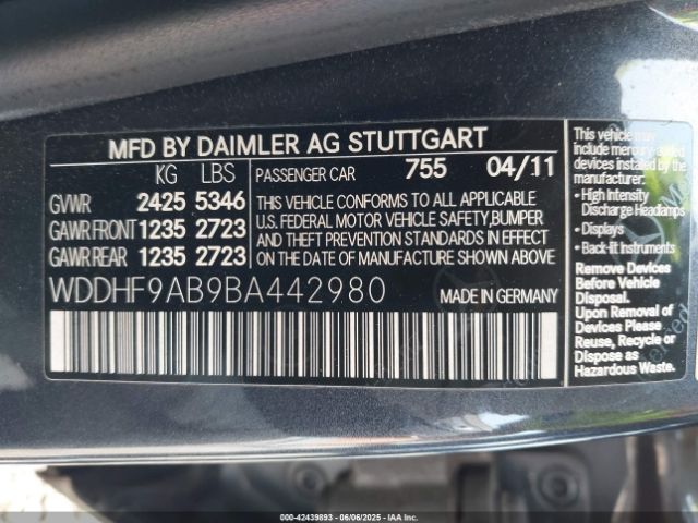 2011 MERCEDES-BENZ E 550 WDDHF9AB9BA442980 Photo 8
