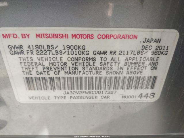 2012 MITSUBISHI LANCER JA32V2FW5CU017227 Photo 8