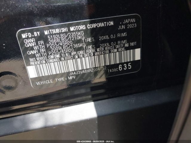 JA4J3VA8XRZ004752 Mitsubishi Outlander Se Black Edition S-awc
