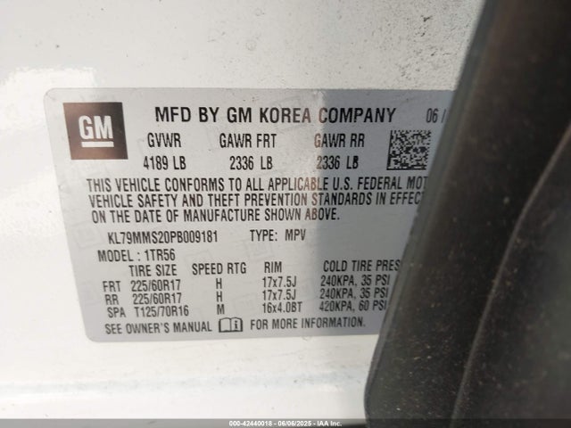 KL79MMS20PB009181 Chevrolet Trailblazer Fwd Ls