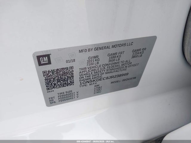 1GNSKDEC8JR238969 Chevrolet Tahoe Commercial Fleet