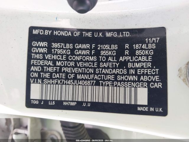 2018 HONDA CIVIC SHHFK7H45JU406877 Photo 8