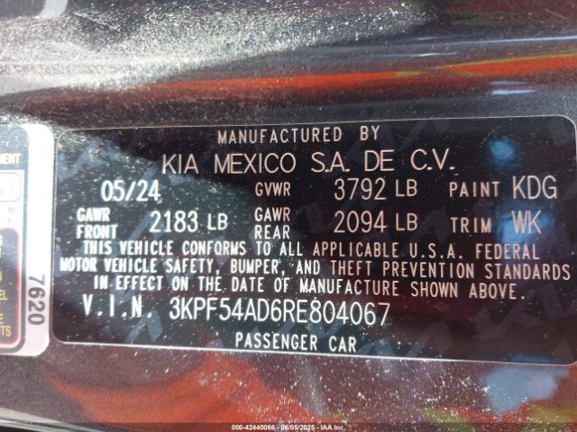 3KPF54AD6RE804067 KIA mpi nu