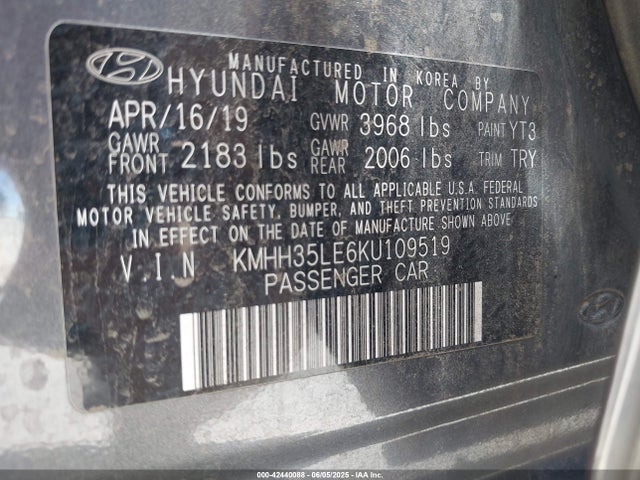 KMHH35LE6KU109519 Hyundai gdi nu
