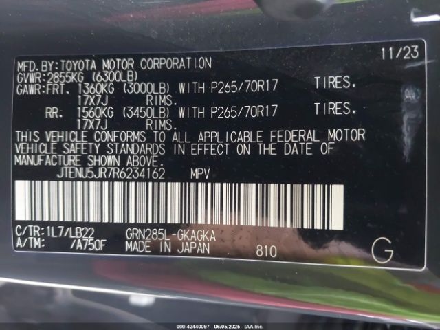 JTENU5JR7R6234162 Toyota 4runner Sr5 Premium