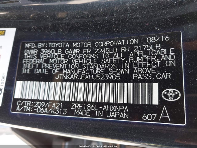 JTNKARJEXHJ523905 Toyota 2zr-fae