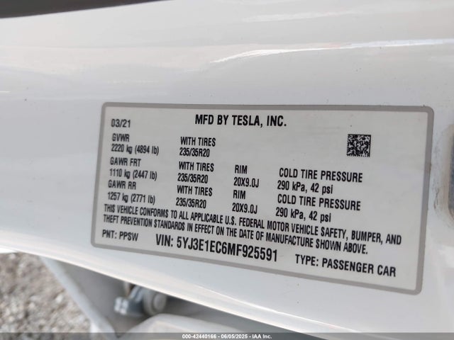2021 TESLA MODEL 3 5YJ3E1EC6MF925591 Photo 8