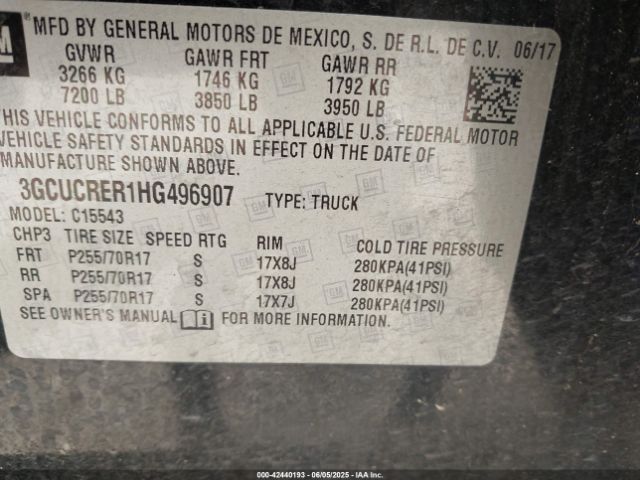 3GCUCRER1HG496907 Chevrolet Silverado 1500 1lt