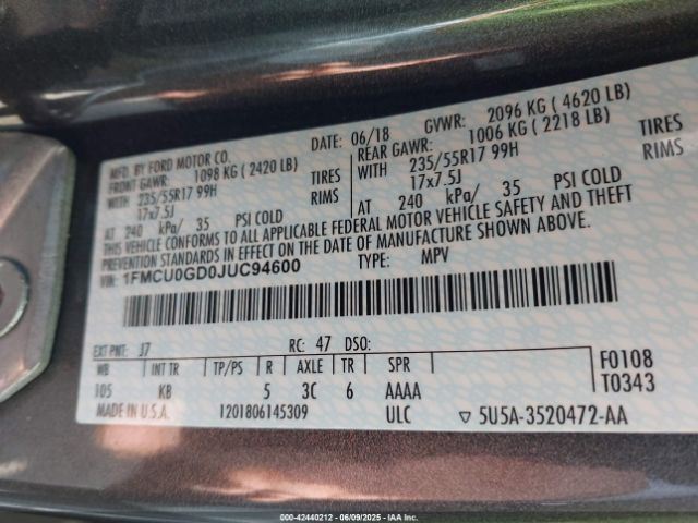 2018 FORD ESCAPE 1FMCU0GD0JUC94600 Photo 8