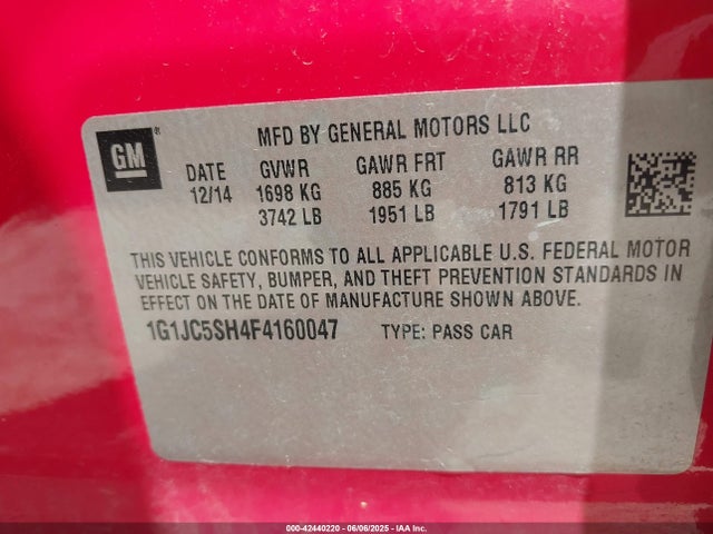 1G1JC5SH4F4160047 Chevrolet luw