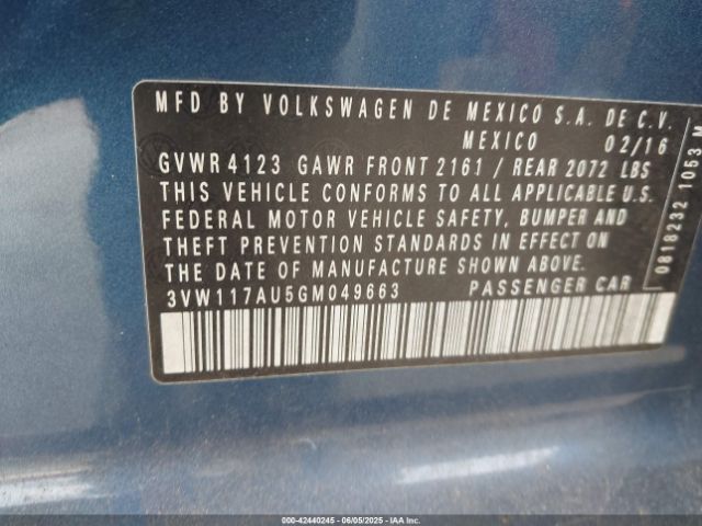 3VW117AU5GM049663 Volkswagen Golf Tsi S 4-door