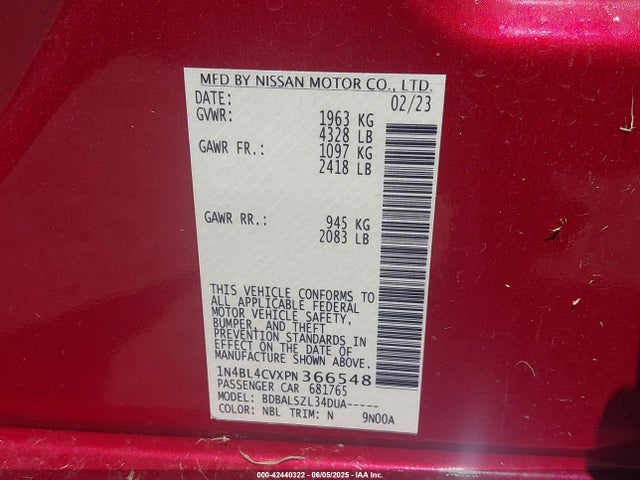 1N4BL4CVXPN366548 Nissan Altima Sr Fwd