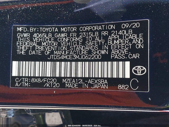JTDS4MCE3MJ062200 Toyota m20-fks