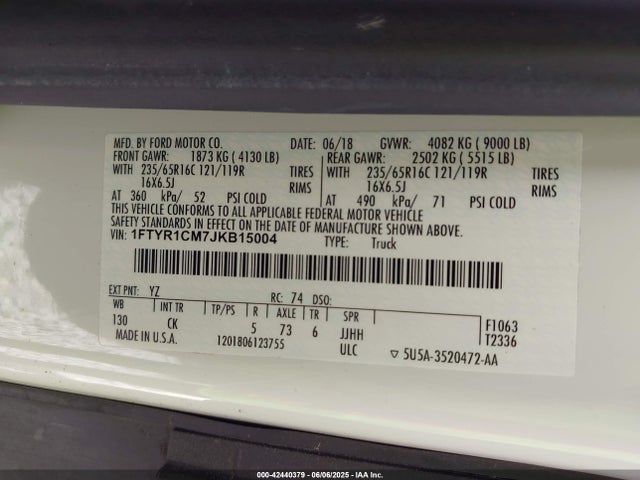 1FTYR1CM7JKB15004 Ford 2018