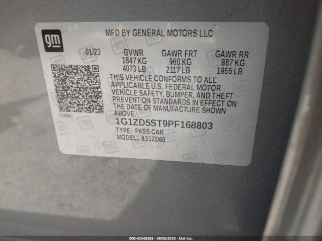 1G1ZD5ST9PF168803 Chevrolet lfv