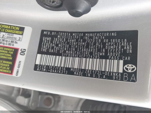 5YFBURHE4EP124285 Toyota COROLLA LE