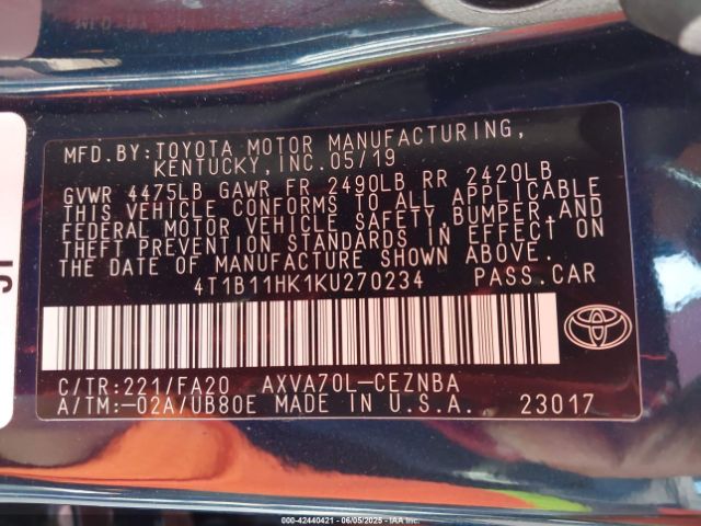 4T1B11HK1KU270234 Toyota a25a-fks