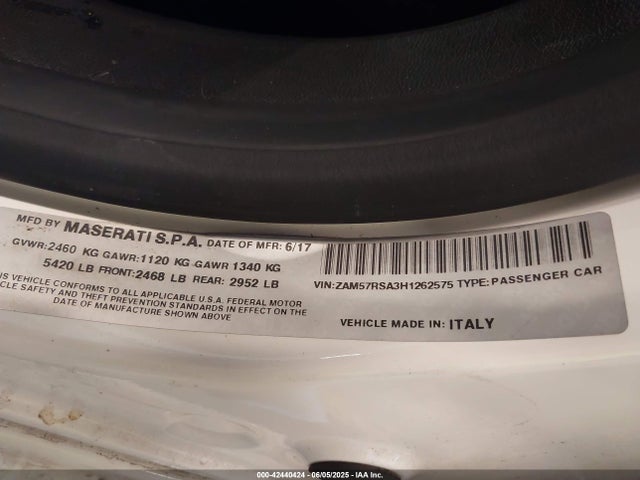 Maserati m156b 2017 ZAM57RSA3H1262575 Image 9