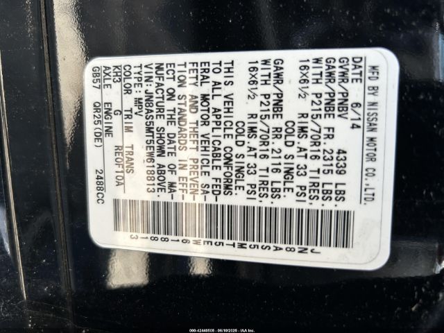 JN8AS5MT5EW618813 Nissan Rogue Select S