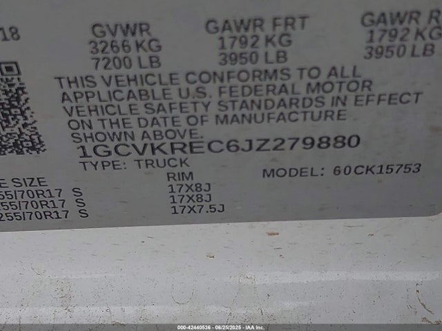 1GCVKREC6JZ279880 Chevrolet l83 - sidi: spark ignited direct injection, vvt: variable valve timing, afm, e85 max, alum