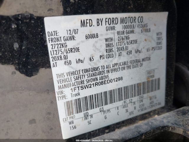 2008 FORD F-250 1FTSW21R08ED01298 Photo 8