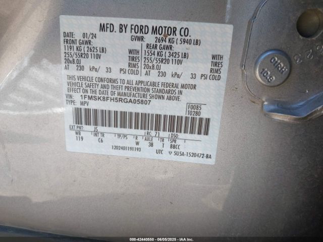 2024 FORD EXPLORER 1FMSK8FH5RGA05807 Photo 8