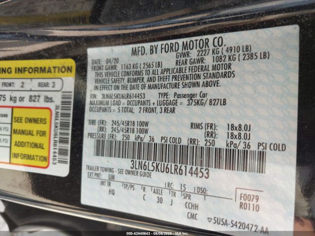 2020 LINCOLN MKZ 3LN6L5KU6LR614453 Photo 8