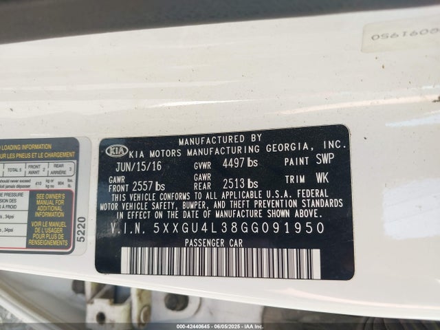 5XXGU4L38GG091950 KIA t-gdi theta ii